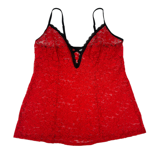 Red & Black Sheer Lace Camisole - Size S/M