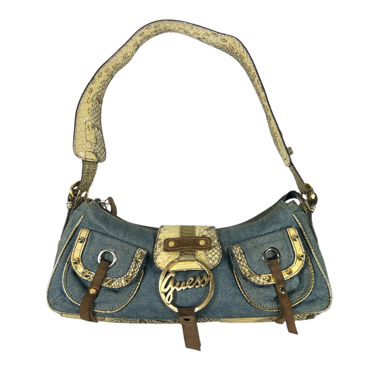 RARE Vintage Gold Denim Guess Shoulder Bag