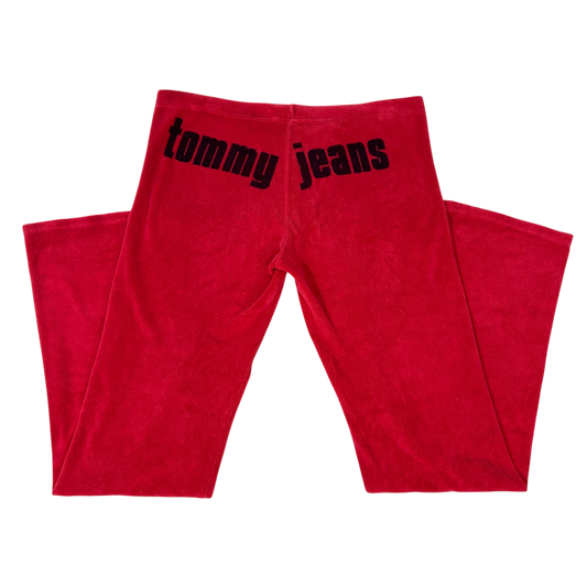 Red Tommy Jean Spell Out Trousers - Size L/XL