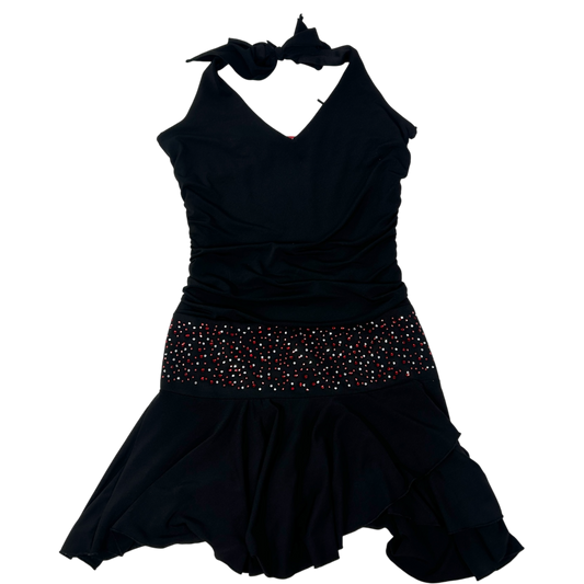 Black 00's Ruby Fox Rhinestone Ruched Midi Dress - Size S/M