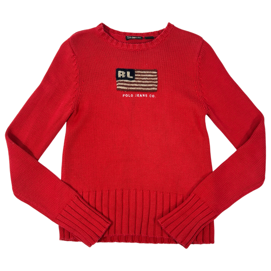 Red Polo Jeans Flag Sweater - Size S