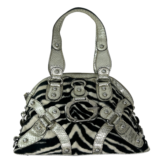 RARE Vintage Silver Zebra Print Guess Shoulder Bag