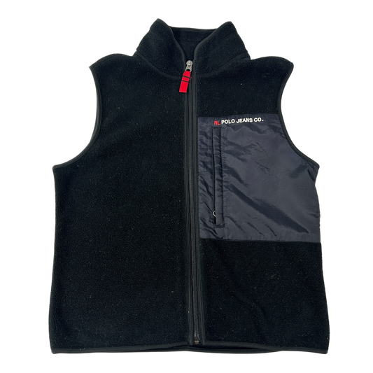 Black Polo Jeans Zip Up Vest - S