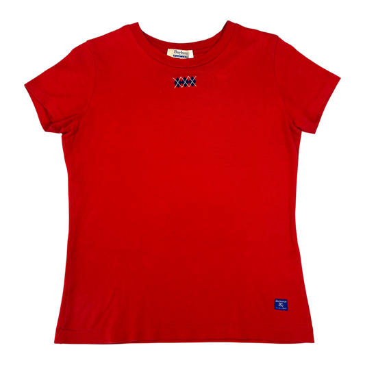 90's Red Burberry Babytee - Size M