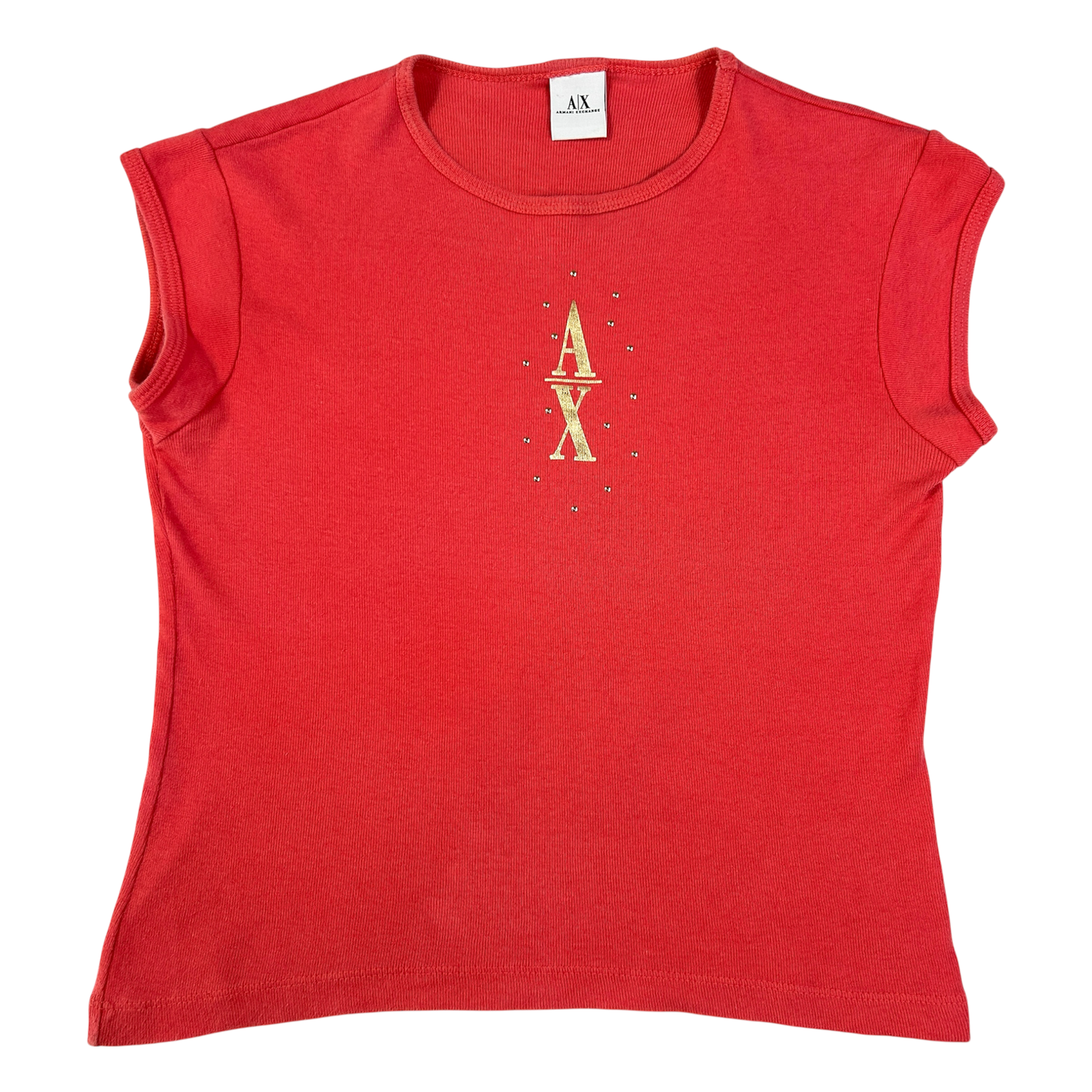 Coral Armani Exchange Rhinestone Babytee - Size S