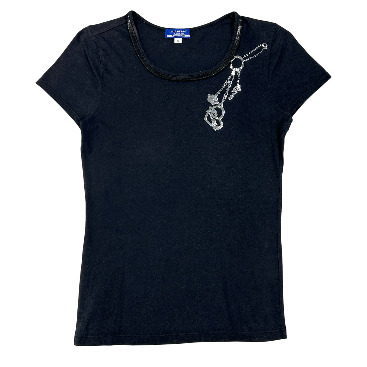 Black Burberry Keychain Babytee - Size S