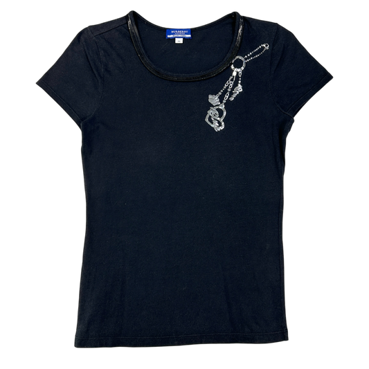 Black Burberry Keychain Babytee - Size S