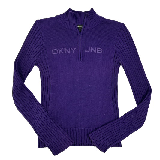 Purple DKNY Jeans 3/4 Zip Sweater - Size S
