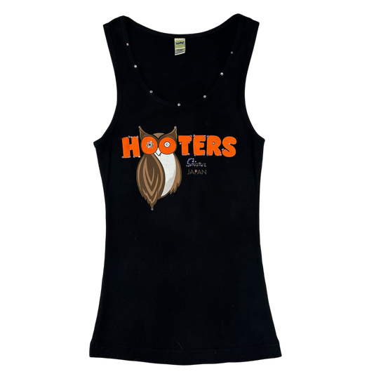 Black Rhinestoned Hooters Tank Top - Size S/M