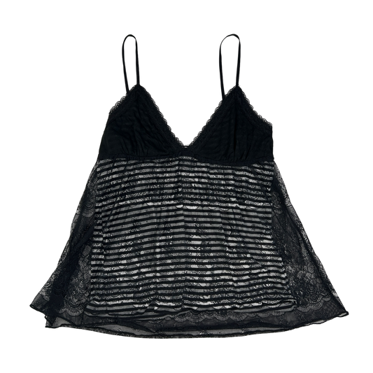 Black Lace Striped Camisole - Size L
