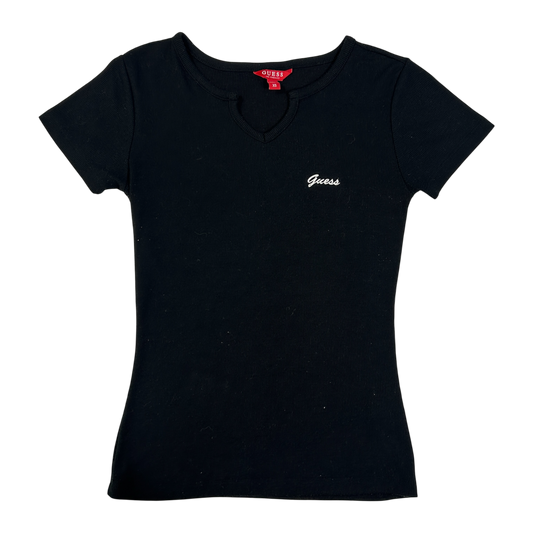 Guess Ribbed V Neck Top - Size S