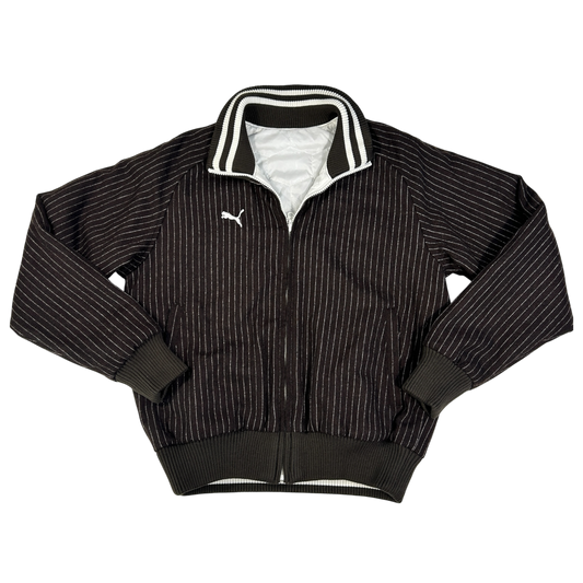 Reversible Brown Striped Puma Varsity Jacket - Size M