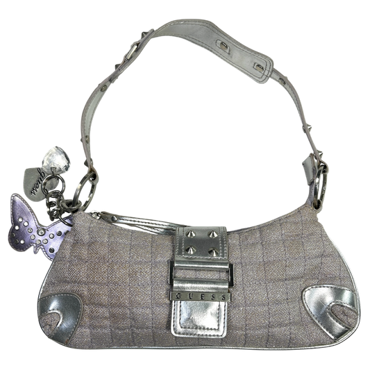 RARE Guess Purple Tweed Butterfly Shoulder Bag