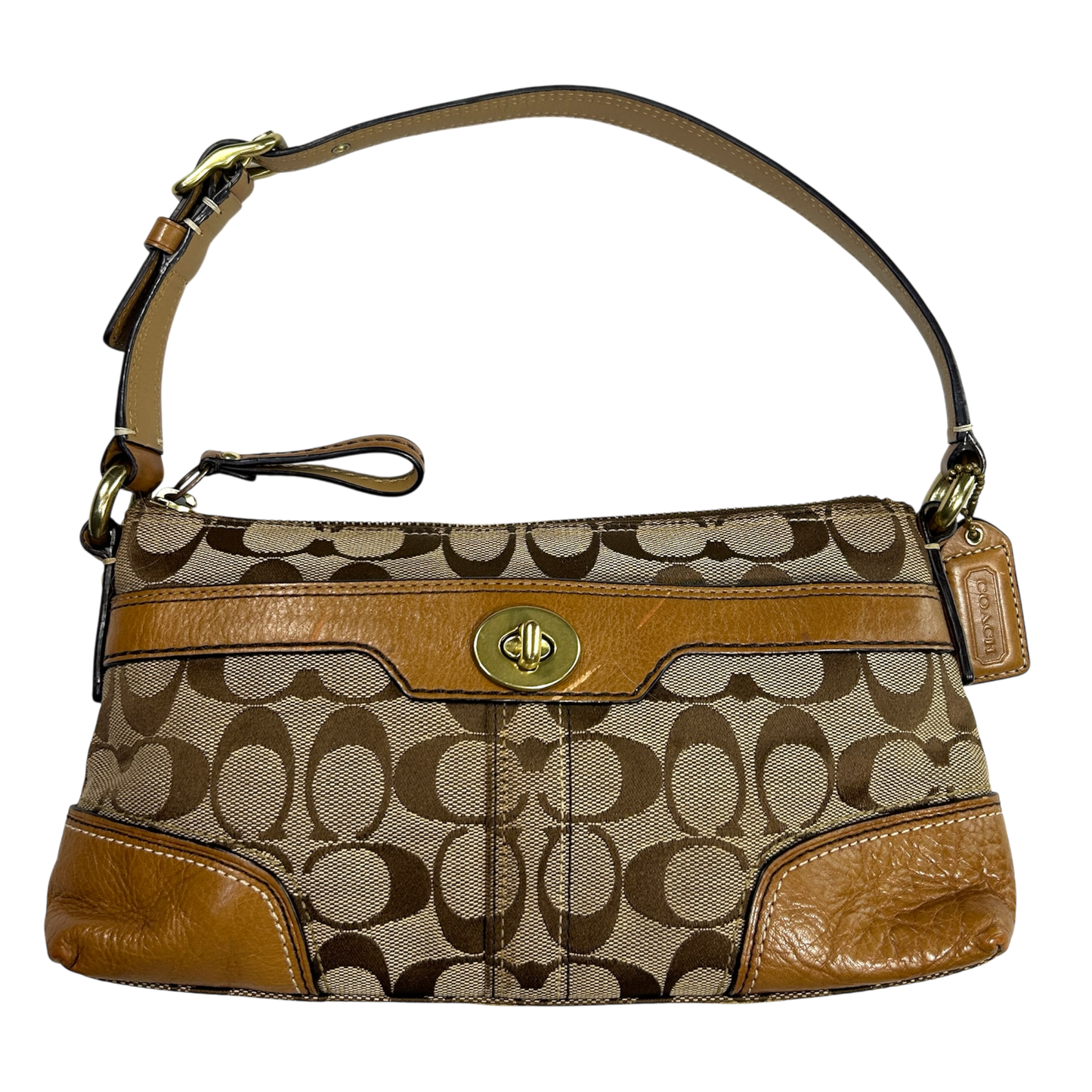 Coach Brown Baguette Turn lock Shoulder Bag