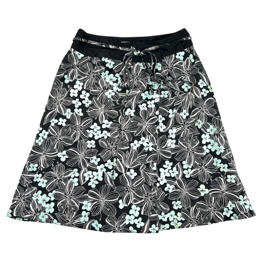 Floral black & Teal Wrap Midi Skirt - Size S