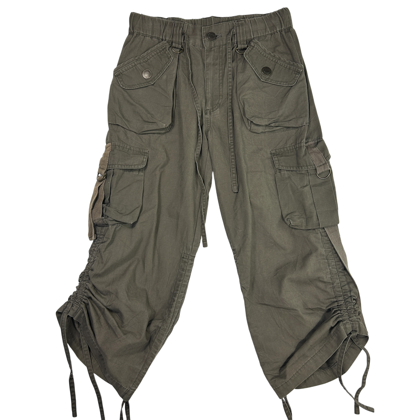 Brown Khaki 3/4 Ruched Capri Pants - Size S
