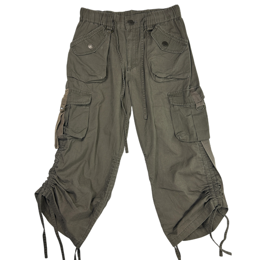 Brown Khaki 3/4 Ruched Capri Pants - Size S