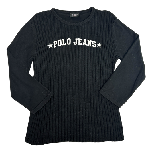 Black Polo Jeans 3/4 Sleeve Sweater - Size M/L