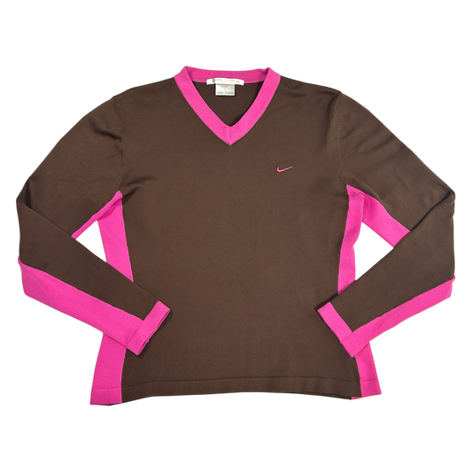 Brown & Pink Nike Long Sleeve Top - Size S/M