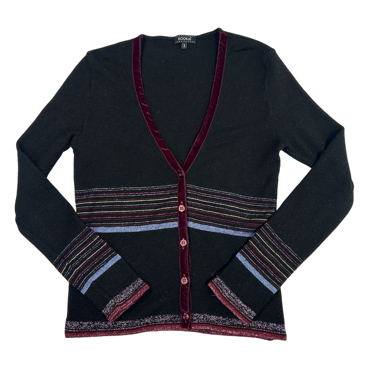 Kookai Striped V-Neck Sweater - Size M