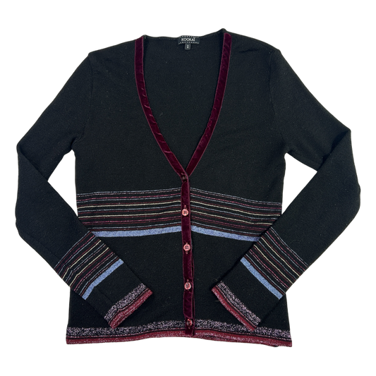 Kookai Striped V-Neck Sweater - Size M