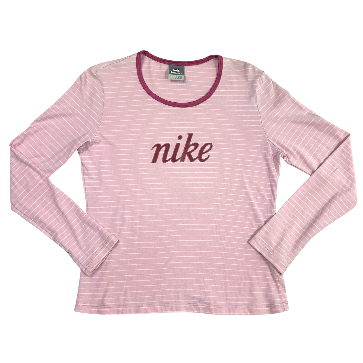 Pink Striped Nike Long Sleeve - Size M
