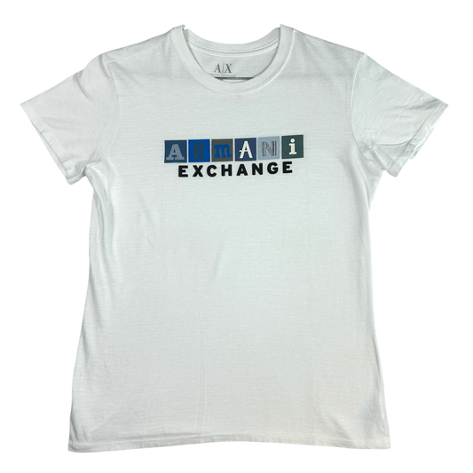White Armani Exchange Logo Babytee - Size M