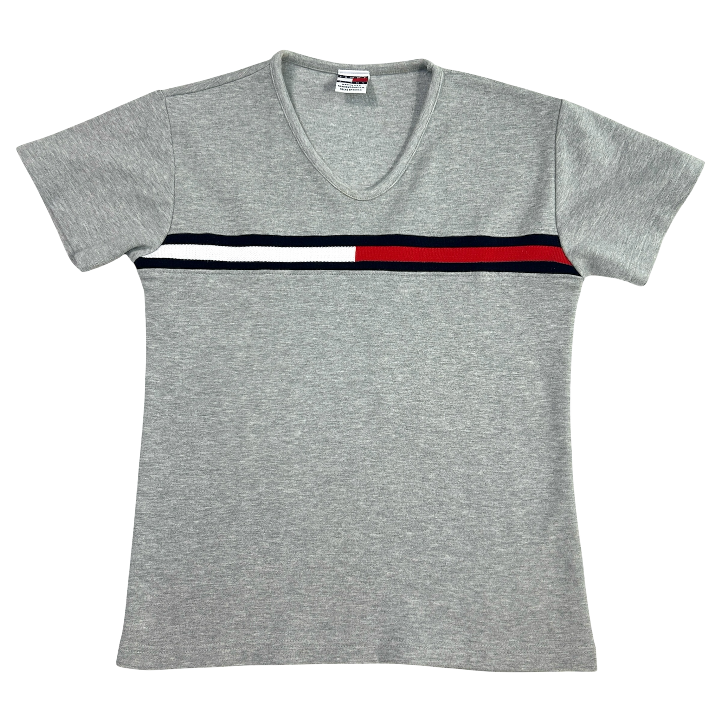 Tommy Jeans Grey Striped Babytee - Size S/M