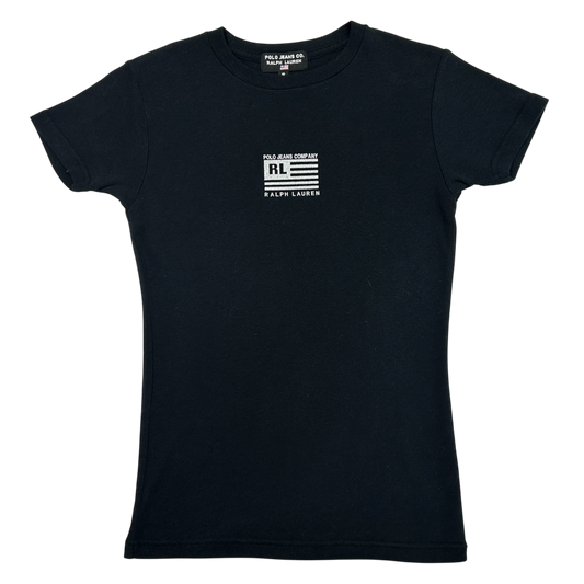 Vintage Polo Jeans Glitter Flag Baby Tee - Size XS/S
