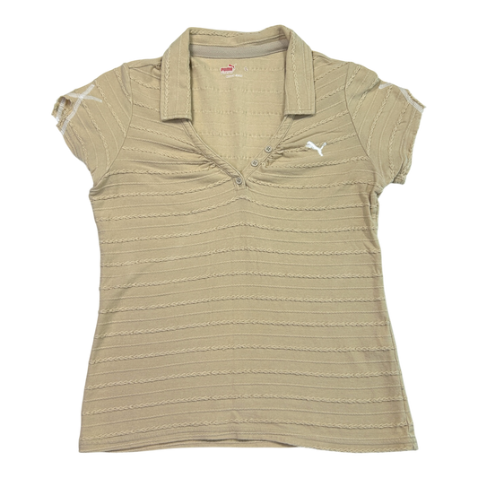 Vintage Cream Braided Puma V-Neck Baby Tee - Size M