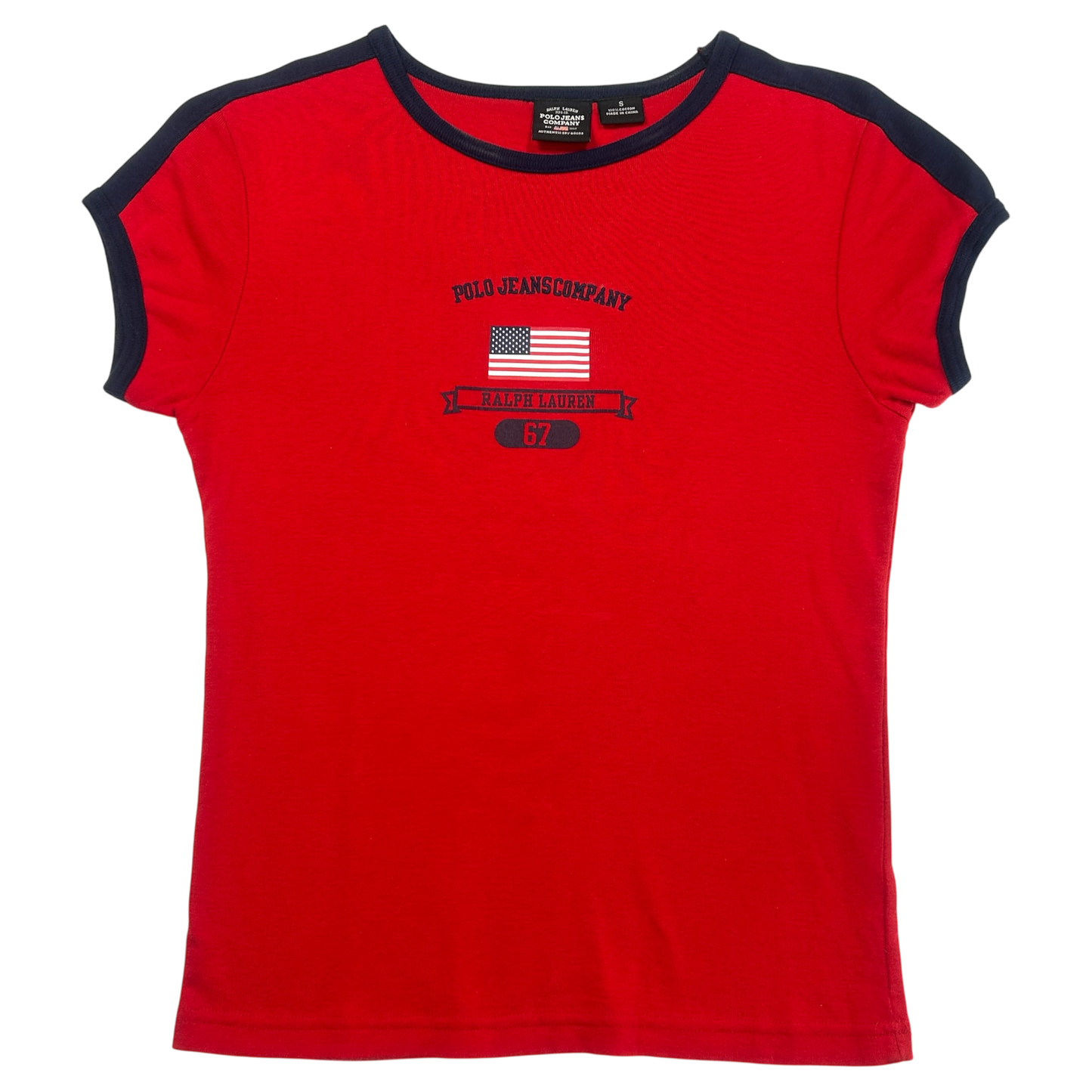 Vintage Polo Jeans Flag Baby Tee - Size S/M
