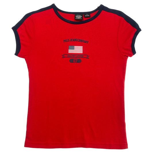 Vintage Polo Jeans Flag Baby Tee - Size S/M