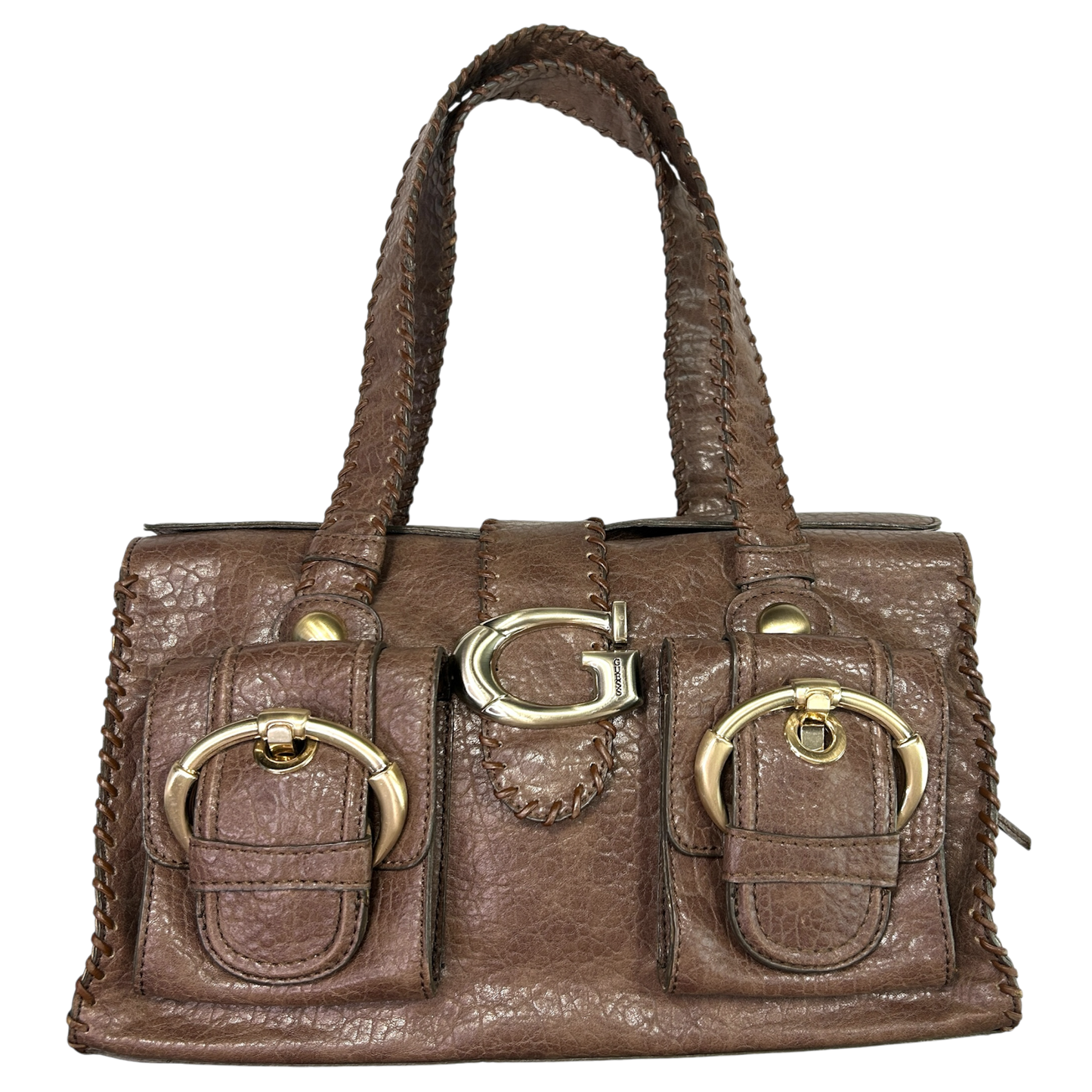 RARE Vintage Brown Guess Rectangular Tote Shoulder Bag