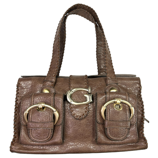 RARE Vintage Brown Guess Rectangular Tote Shoulder Bag