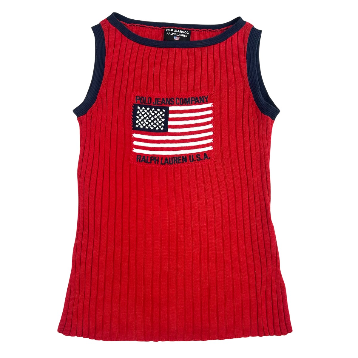 Vintage Polo Jeans Flag Knit Tank - Size S/M