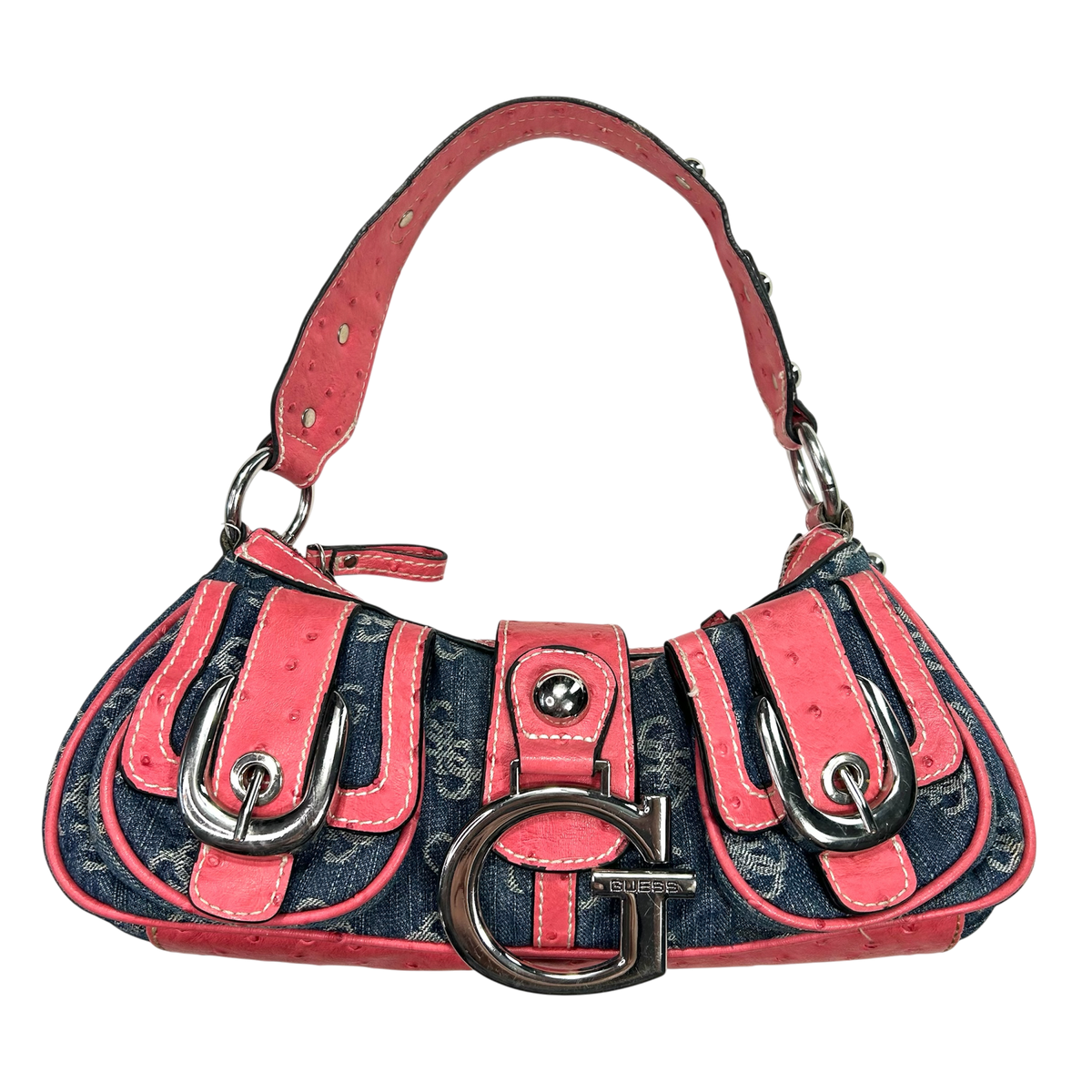 Vintage 2003 Pink Denim Guess Shoulder Bag