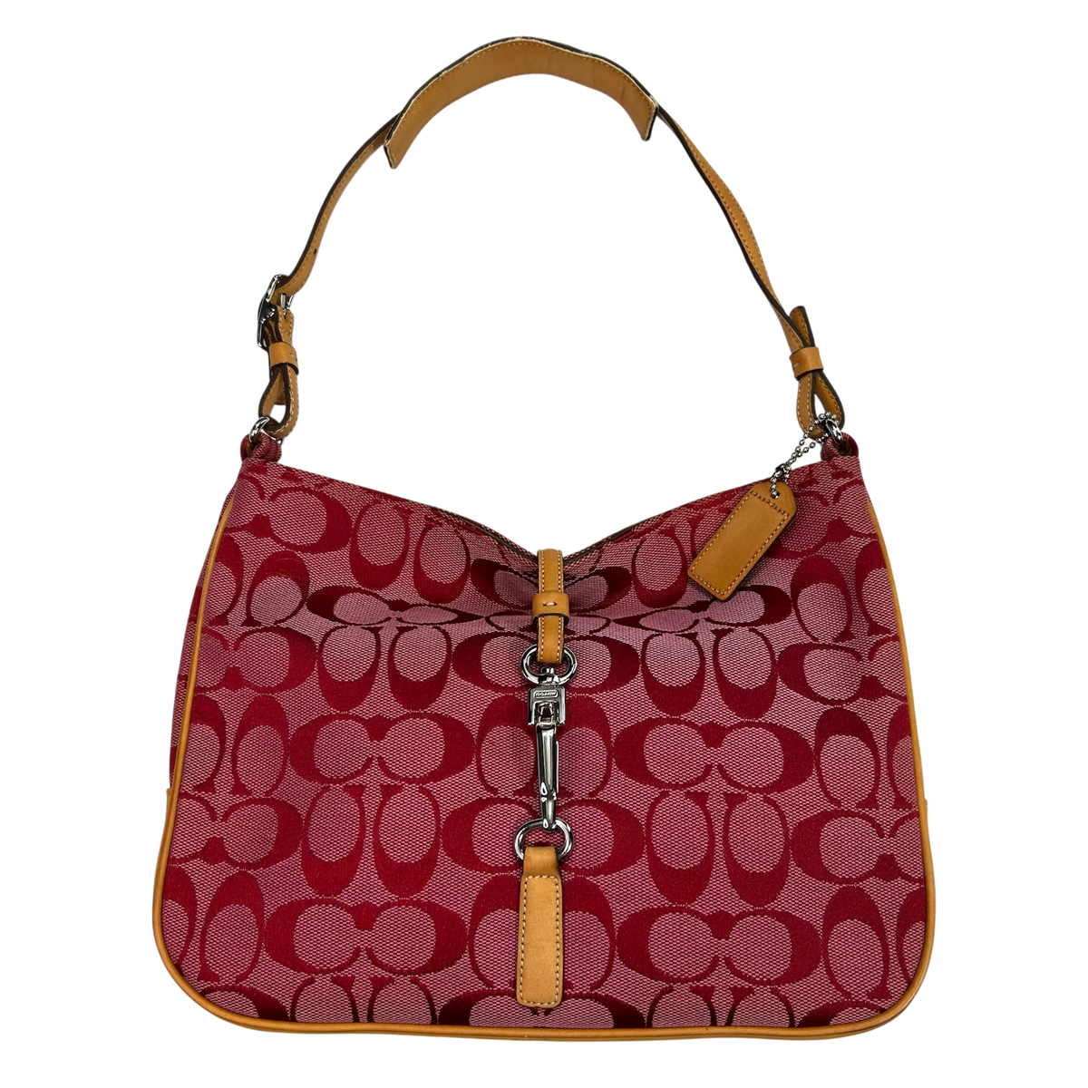 Vintage 2002 Red Coach Hamptons Signature Clip Shoulder Bag
