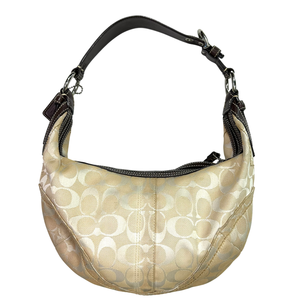 Vintage 2006 Cream Coach Signature Half Moon Hobo Shoulder Bag