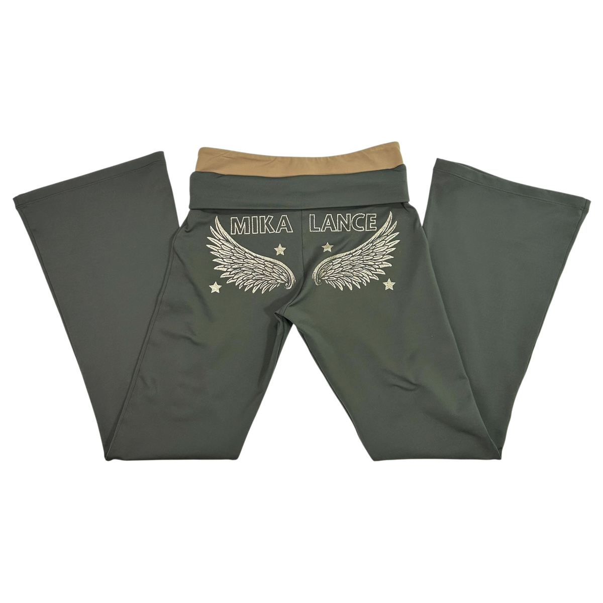 Vintage Mikano Green Angel Wings Fold Over Flared Pants - Size S/M