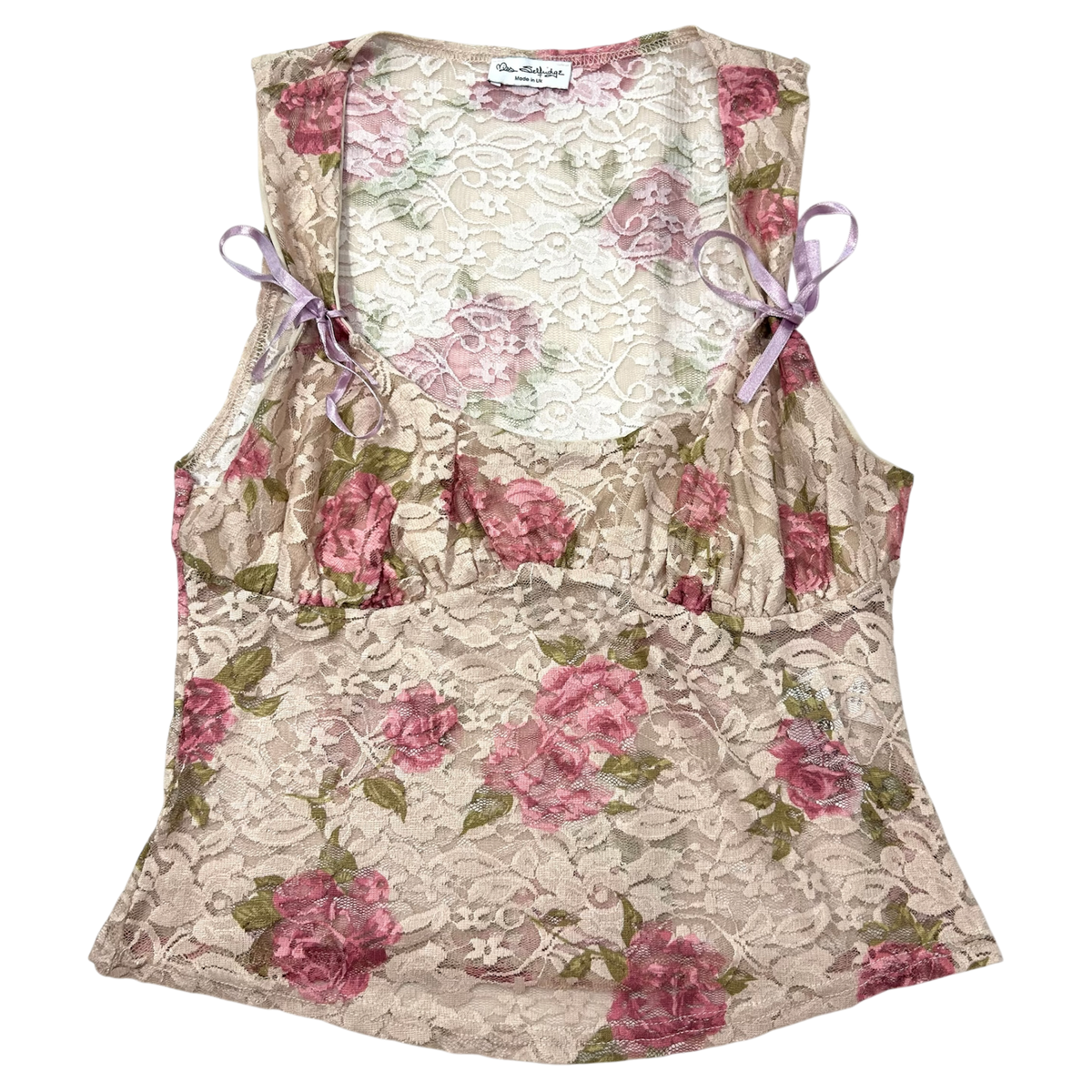 Vintage Floral Babydoll Lace Top - Size S/M