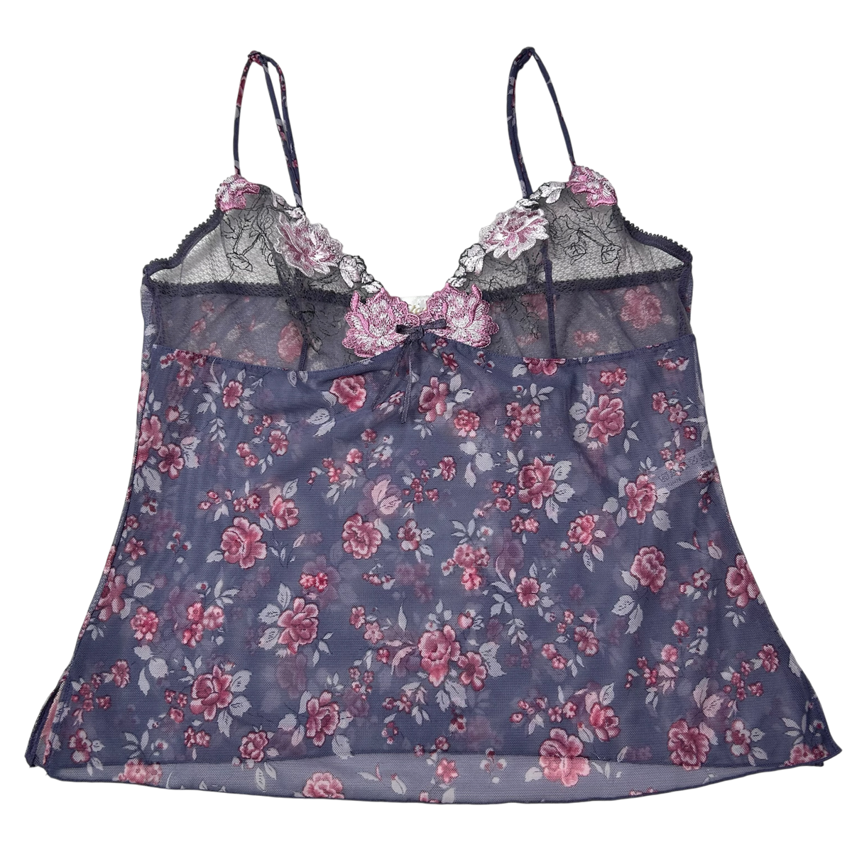 Vintage Etam Purple Sheer Floral Camisole - Size S