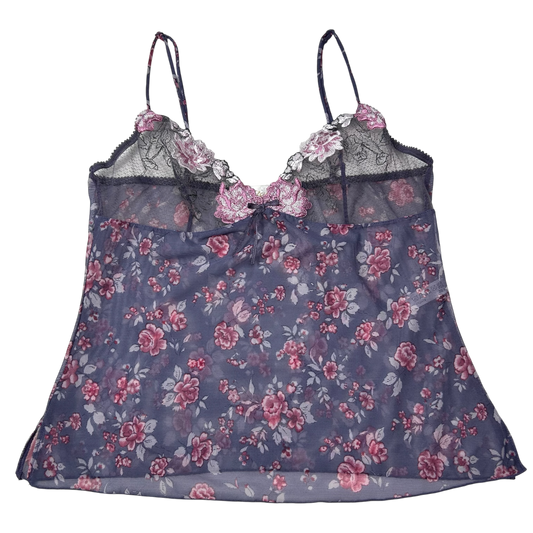 Vintage Etam Purple Sheer Floral Camisole - Size S