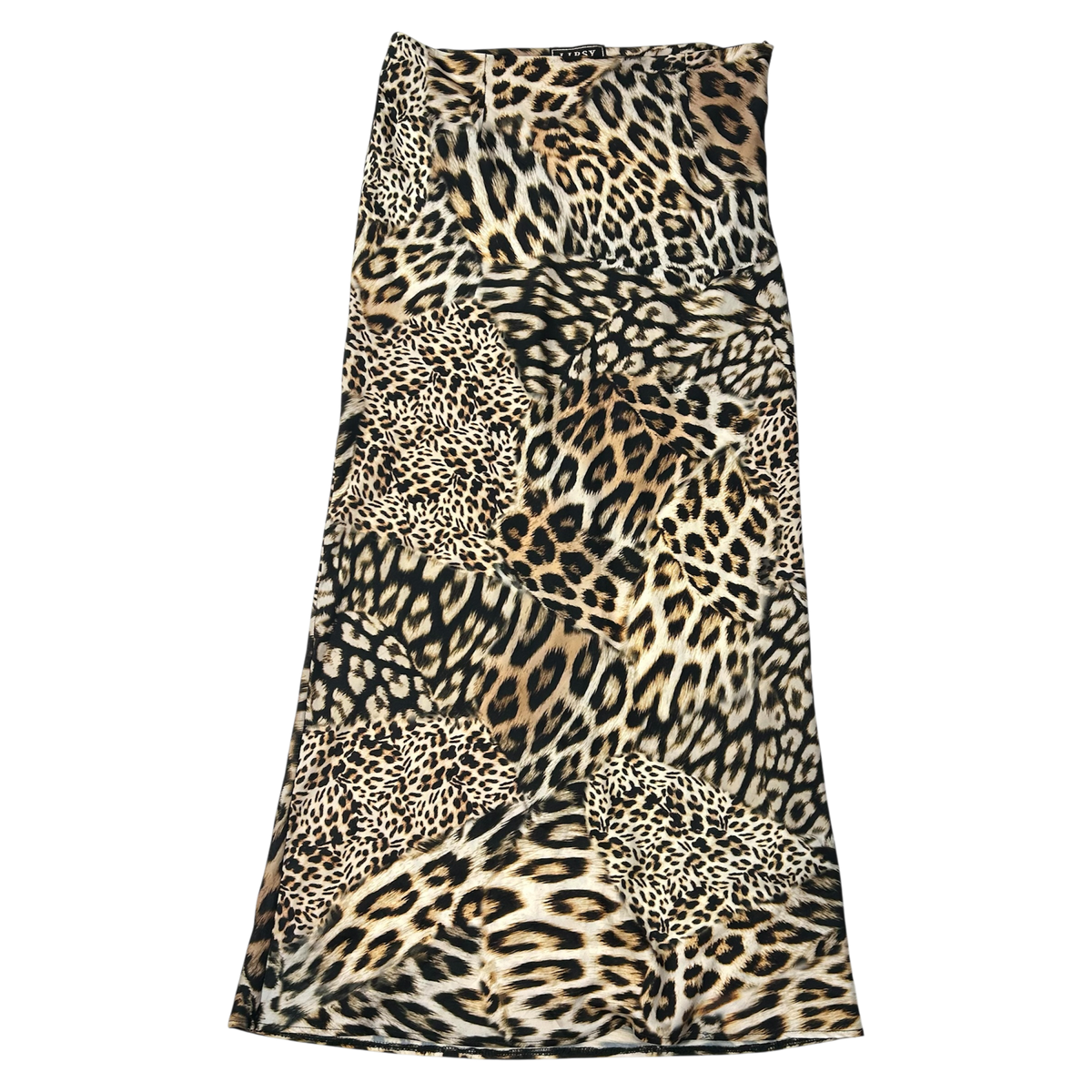 Vintage Patchwork Animal Print Midi Skirt - Size S