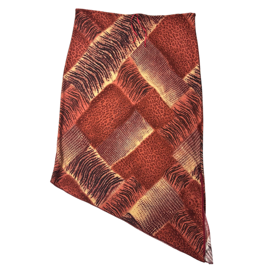 Vintage Asymmetrical Animal Print Midi Skirt - Size M/L/XL