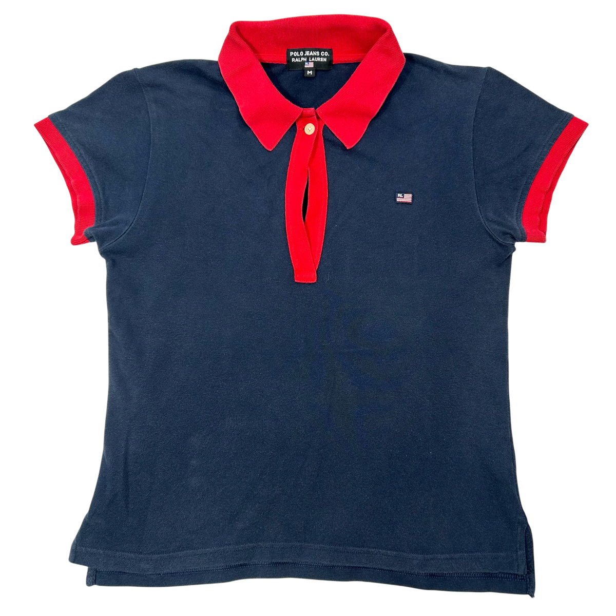Vintage Two Tone Polo Jeans Collar Babytee - Size M