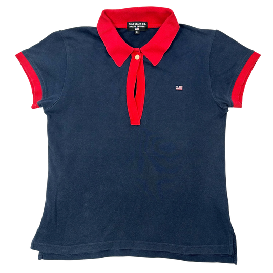 Vintage Two Tone Polo Jeans Collar Babytee - Size M