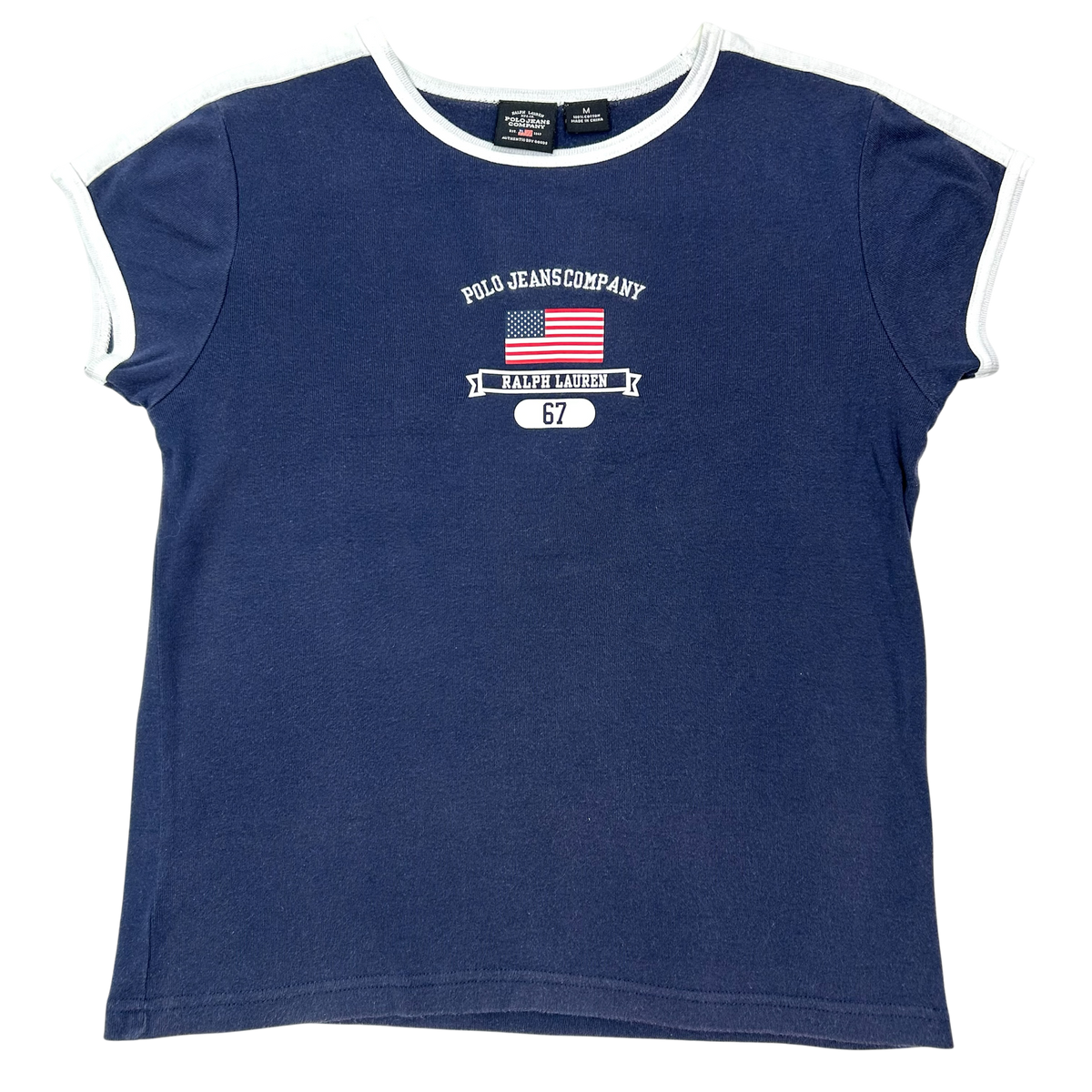 Vintage Polo Jeans '67' Flag Babytee - Size M