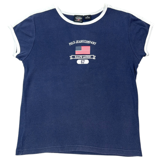 Vintage Polo Jeans '67' Flag Babytee - Size M