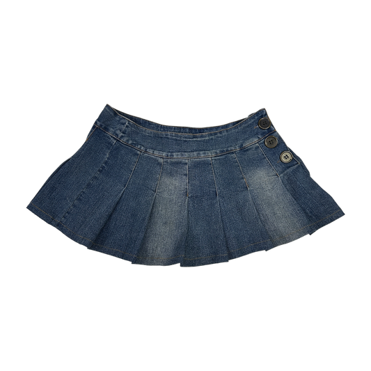 Pleated Denim Mini Skirt - Size M