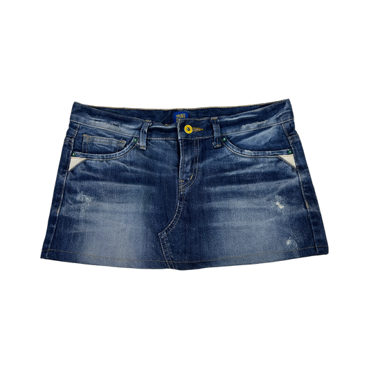 Distressed Denim Mini Skirt - Size M